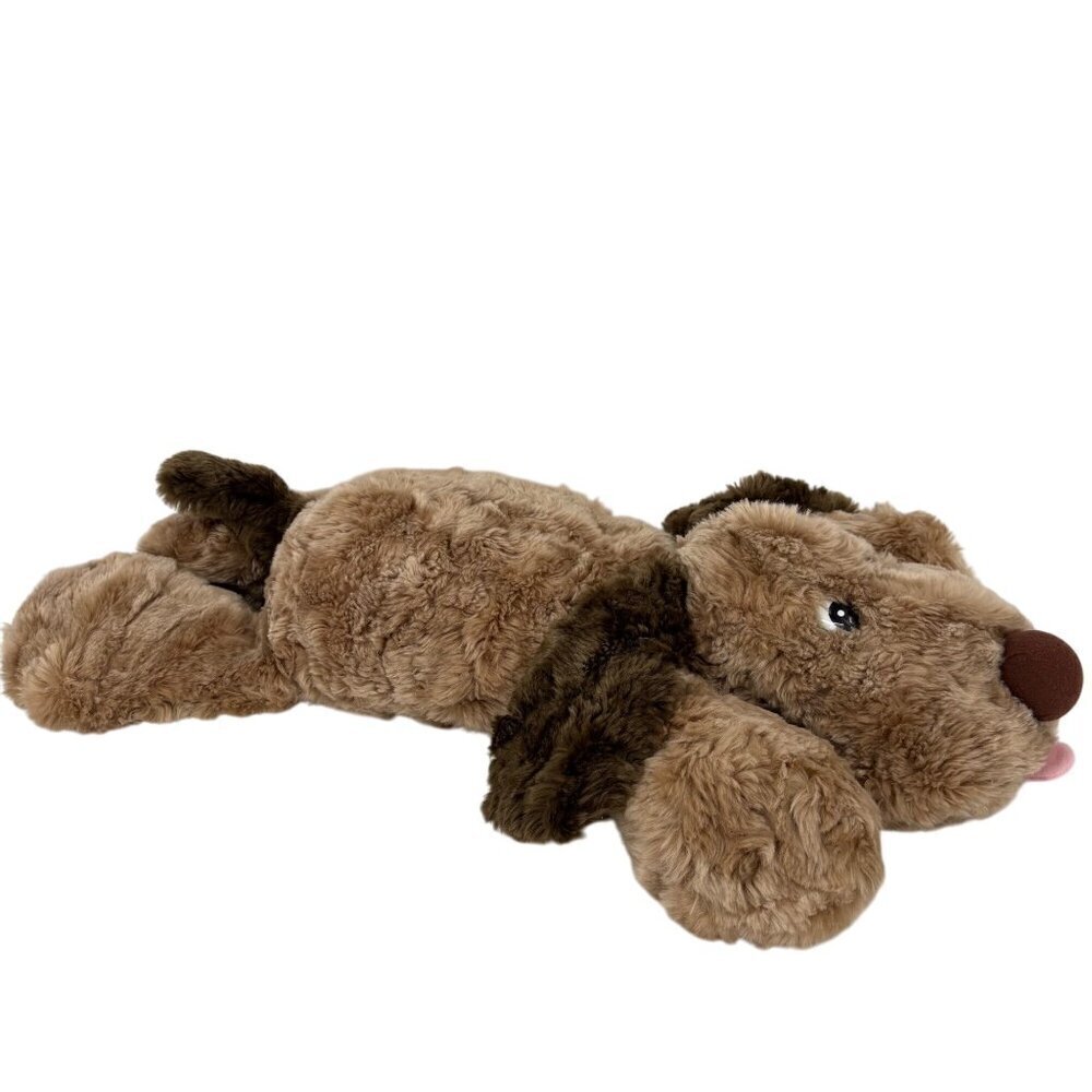 Chosun Puppy Dog Plush Tan Brown Wavy Fur Pink Tongue Floppy Laying Toy 22 Inch